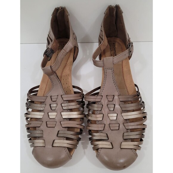 Rockport Cobb Hill Women's Leather Comfort Zip T-Strap Sandal Sz.11 - Picture 2 of 8